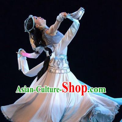 Traditional Chinese Zang Nationality Dance Costume, Tibetan Princess Dance Dress, Chinese Xizang Minority Nationality Dress for Women