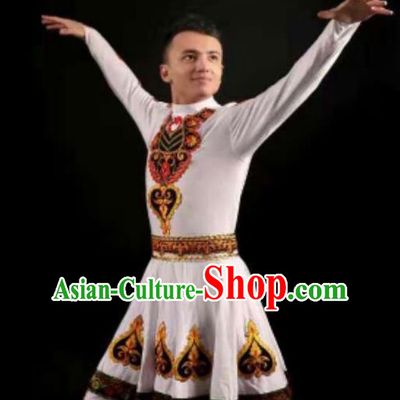 Traditional Chinese Kazak Nationality Dancing Costume, Folk Dance Ethnic Clothing, Chinese Hazak Minority Nationality Dance Cloth for Men
