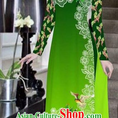 Traditional Top Grade Asian Vietnamese Ha Festival Bride Printing Peony Deep Green Ao Dai Dress, Vietnam Women National Jing Nationality Princess Cheongsam Costumes