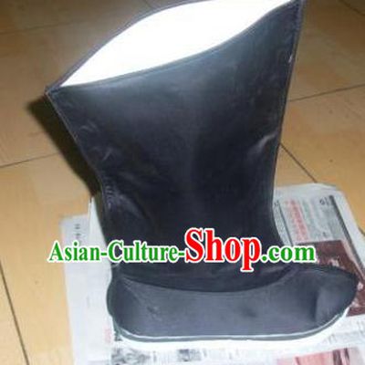 Traditional Chinese Peking Opera Shoes, China Ancient Officer Boots, Chinese Qing Dynasty Minister Black Cloth Boots for Men