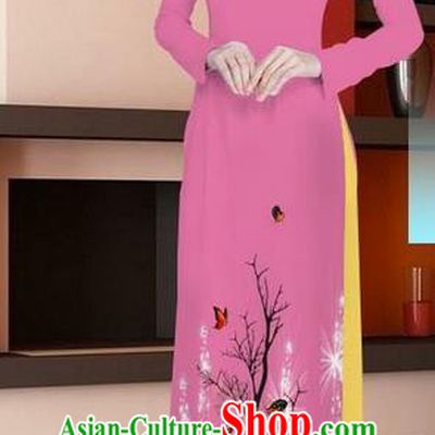 Traditional Top Grade Asian Vietnamese Ha Festival Printing Ao Dai Dress, Vietnam Women National Jing Nationality Princess Rosy Cheongsam Bride Costumes