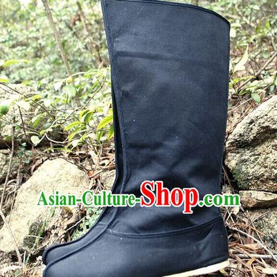 Traditional Chinese Peking Opera Shoes, China Ancient Officer Handmade Boots, Chinese Qing Dynasty Minister Melaleuca End Boots for Men