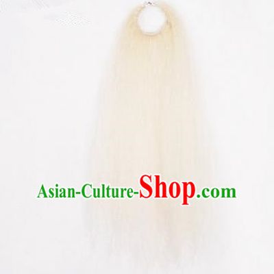 Chinese Ancient Opera Old Men White Long Wig Beard, Traditional Chinese Beijing Opera Props Laosheng-role Mustache