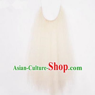 Chinese Ancient Opera Old Men White Long Wig Beard, Traditional Chinese Beijing Opera Props Laosheng-role Mustache False Beard