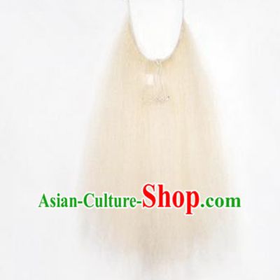 Chinese Ancient Opera Old Men White Long Wig Beard, Traditional Chinese Beijing Opera Props Laosheng-role Mustache Li Kui False Beard