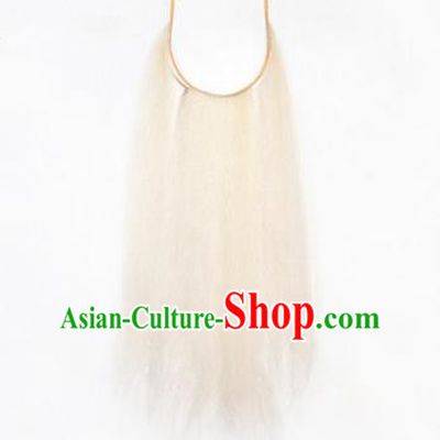 Chinese Ancient Opera Old Men White Long Wig Beard, Traditional Chinese Beijing Opera Props Laosheng-role Mustache False Beard