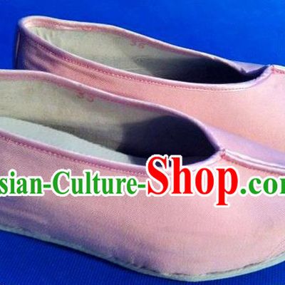 Traditional Chinese Peking Opera Shoes, China Ancient Young Lady Handmade Pink Shoes, Chinese Han Dynasty Princess Cloth Shoes for Women