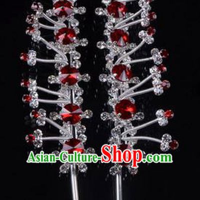 Chinese Ancient Peking Opera Pink Flowers Hair Accessories Young Lady Headwear, Traditional Chinese Beijing Opera Head Ornaments Hua Tan Red Crystal Hairpins