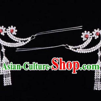 Chinese Ancient Peking Opera Hair Accessories Young Lady Headwear, Traditional Chinese Beijing Opera Head Ornaments Hua Tan Crystal Hairpins