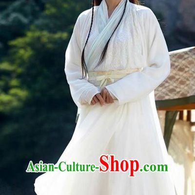 Traditional Chinese Song Dynasty Young Lady Costumes and Handmade Headpiece Complete Set, The Legend of The Condor Heroes Ancient Swordswoman Dress Hanfu Clothing