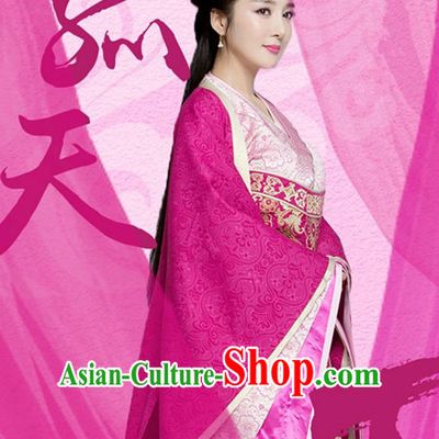 Traditional Chinese Han Dynasty Princess Costumes and Headpiece Complete Set, China Ancient Imperial Consort Dress Hanfu Clothing for Women