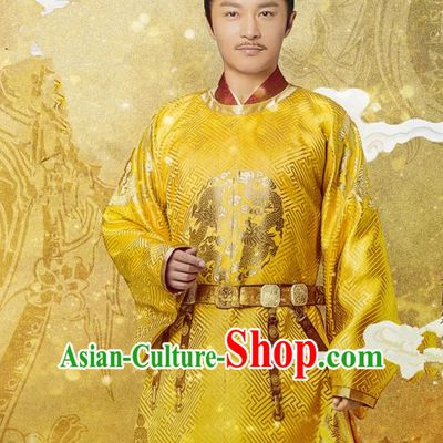 Traditional Chinese Ancient Imperial Emperor Costume, China Song Dynasty Majesty King Dragon Robes Clothing for Men