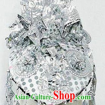 Traditional Chinese Miao Nationality Hair Accessories, Hmong Female Folk Dance Headwear for Women