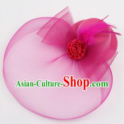 Top Modern Dance Hair Accessories, Female Rose Veil Top Hat Ornament Headband for Women