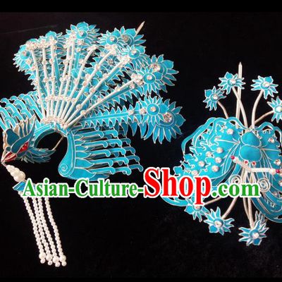 Traditional Chinese Peking Opera Handmade Hair Accessories, China Beijing Opera Imperial Consort Headwear High-grade Bride Head Ornaments Complete Set for Women