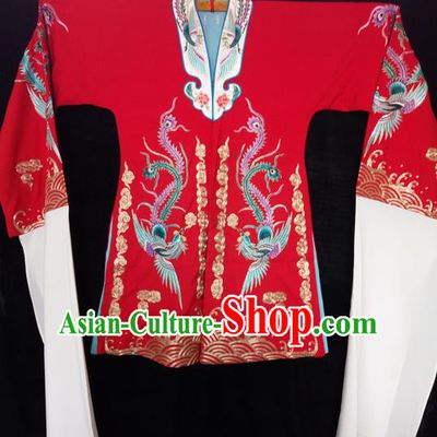 Traditional Chinese Peking Opera Costumes Wedding Bride Blouse, China Beijing Opera High-grade Silk Embroidered Phoenix Wearing for Women