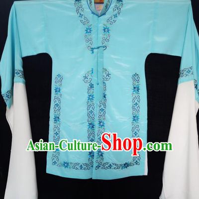 Traditional Chinese Peking Opera Costumes Blue Blouse, China Beijing Opera High-grade Embroidered Water-sleeve Wearing for Women