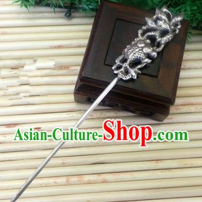 Traditional Chinese Ancient Classical Handmade Hair Accessories Hanfu Headwear Palace Silver Hairpin for Women