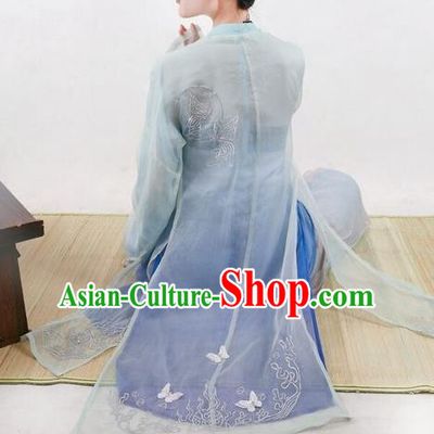 Traditional Chinese Ancient Song Dynasty Noble Lady Costumes, China Princess Hanfu Embroidered Cardigan Boob Tube Top and Pants Complete Set for Women