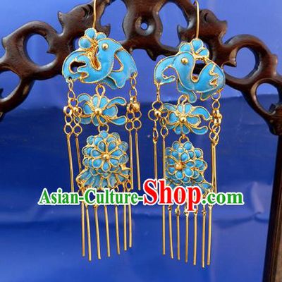 Traditional Chinese Ancient Classical Handmade Earrings Jewelry Accessories Hanfu Palace Long Tassel Mandarin Duck Eardrop for Women