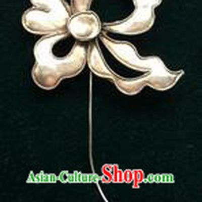 Traditional Chinese Ancient Classical Miao Silver Handmade Hair Accessories Flower Hairpin Hair Fascinators for Women