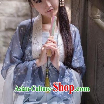 Traditional Chinese Ancient Tang Dynasty Young Lady Costumes, China Princess Hanfu Embroidered Wintersweet Suspenders Blouse and Ru Skirt Complete Set for Women