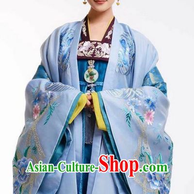 Chinese Ancient Tang Dynasty Imperial Concubine Costume, Traditional Chinese Ancient Peri Palace Lady Costume and Headpiece Complete Set for Women