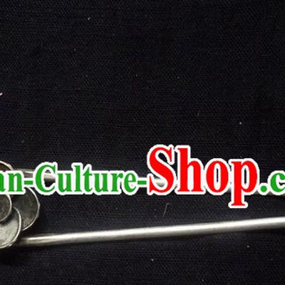 Traditional Handmade Chinese Ancient Classical Miao Silver Hair Accessories Barrettes Hairpin, Step Shake Hair Sticks Hair Fascinators for Women
