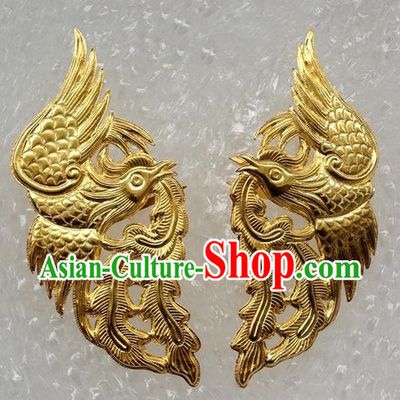 Traditional Handmade Chinese Ancient Classical Hair Accessories Gold Plating Phoenix Barrettes Hairpins, Hair Sticks Jewellery for Women