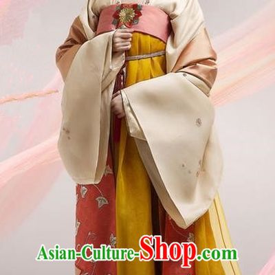 Chinese Ancient Tang Dynasty Imperial Princess Costume, Traditional Chinese Ancient Peri Female Officials Dress and Headpiece Complete Set for Women