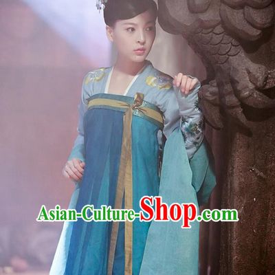 Chinese Ancient Tang Dynasty Imperial Concubine Costume and Headpiece Complete Set, Traditional Chinese Ancient Peri Female Officials Princess Dress for Women