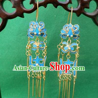 Traditional Handmade Chinese Ancient Classical Earrings Accessories Longevity Lotus Eardrop for Women