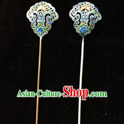 Traditional Handmade Chinese Ancient Classical Hair Accessories Barrettes China Sliver Hairpins Palace Lady Blueing Lotus Flower Step Shake Hair Sticks for Women