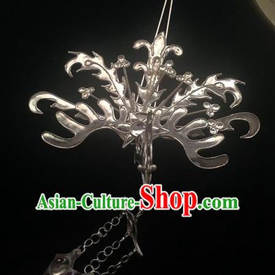 Traditional Handmade Chinese Ancient Classical Hair Accessories Barrettes Sliver Hairpins Palace Phoenix Tassel Bride Hair Clasp Hair Sticks for Women