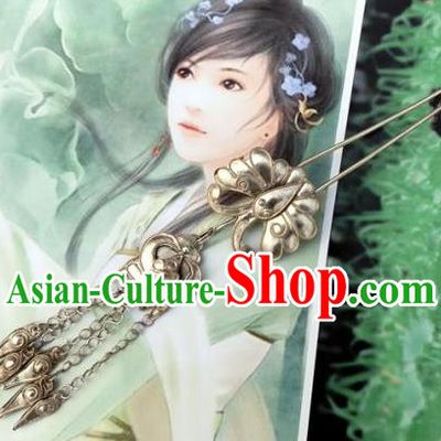 Traditional Handmade Chinese Ancient Classical Hair Accessories Barrettes Tassel Hairpin, Qing Dynasty Butterfly Lanterns Sliver Step Shake Hair Fascinators Hairpins for Women