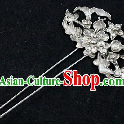Traditional Handmade Chinese Ancient Classical Hair Accessories Barrettes China Sliver Hairpins Flower Step Shake Hair Sticks for Women