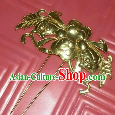 Traditional Handmade Chinese Ancient Classical Hair Accessories Barrettes Hairpin, Step Shake Headwear, Hair Claw Golden Butterfly Hairpins for Women