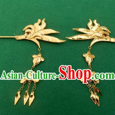 Traditional Handmade Chinese Ancient Classical Hair Accessories Barrettes Butterfly Hairpin, Hanfu Hair Sticks Tassel Twain Hair Fascinators Hairpins for Women