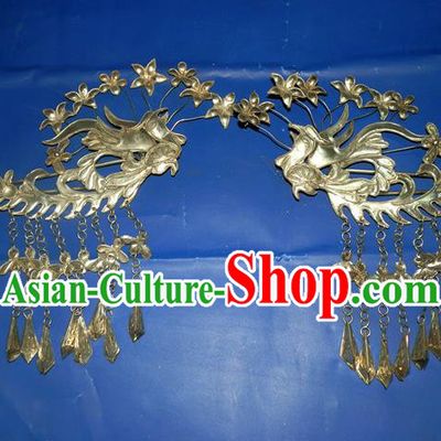 Traditional Handmade Chinese Ancient Classical Hair Accessories Barrettes Phoenix Tassel Hairpin, Hanfu Hair SticksTwain Hair Fascinators Hairpins for Women