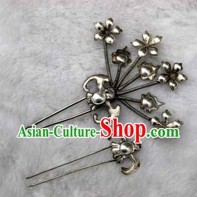 Traditional Handmade Chinese Ancient Classical Hair Accessories Barrettes Manchu Palace Lady Hairpin, Hanfu Hair Sticks Twain Hair Fascinators Hairpins for Women
