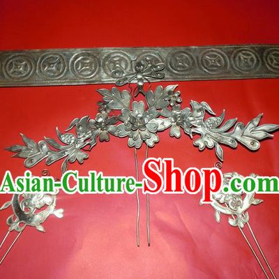 Traditional Handmade Chinese Ancient Classical Hair Accessories Barrettes Manchu Palace Lady Bride Hairpin, Hanfu Hair Clasp Wedding Hairpins Complete Set for Women