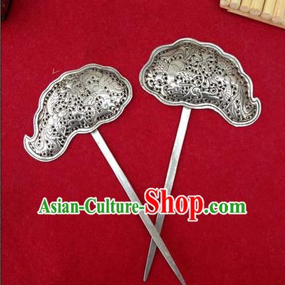 Traditional Handmade Chinese Ancient Classical Hair Accessories Barrettes Miao Sliver Hairpin, Hair Sticks Hair Fascinators Hairpins for Women