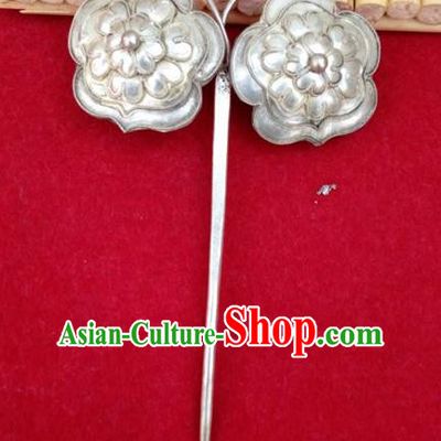 Traditional Handmade Chinese Ancient Classical Hanfu Hair Accessories Barrettes Miao Sliver Hairpin, Hair Sticks Hair Fascinators Hairpins for Women