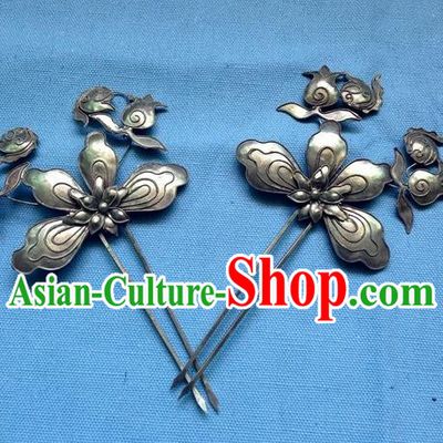 Traditional Handmade Chinese Ancient Classical Hanfu Hair Accessories Barrettes Miao Sliver Step Shake, Hair Sticks Hair Fascinators Hairpins for Women
