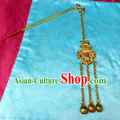 Traditional Handmade Chinese Ancient Classical Hair Accessories Barrettes Manchu Imperial Princess Golden Tassel Hairpins Step Shake Hair Ornament for Women