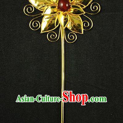 Traditional Handmade Chinese Ancient Classical Hair Accessories Barrettes Manchu Imperial Princess Golden Hairpins Hanfu Flower Step Shake Hair Ornament for Women