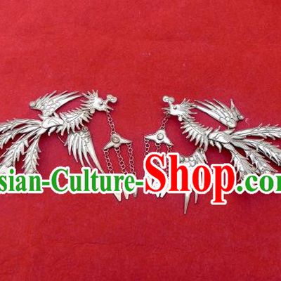 Traditional Handmade Chinese Ancient Classical Hair Accessories Barrettes Hanfu Hairpins, Imperial Phoenix Step Shake Hair Sticks Hair Jewellery for Women