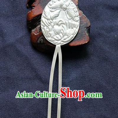 Traditional Handmade Chinese Ancient Classical Hair Jewelry Accessories, China Hanfu Pure Sliver Hairpins Barrettes Hair Stick for Women