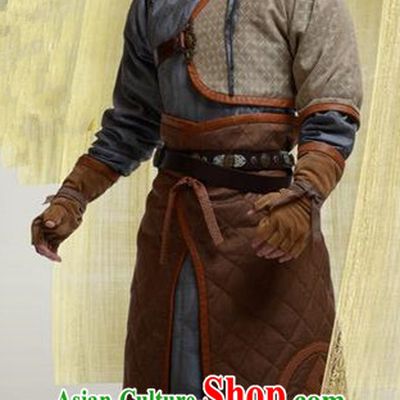 Chinese Ancient Tang Dynasty Swordsman Costume and Headpiece Complete Set, Traditional Chinese Ancient Imperial General Robes for Men