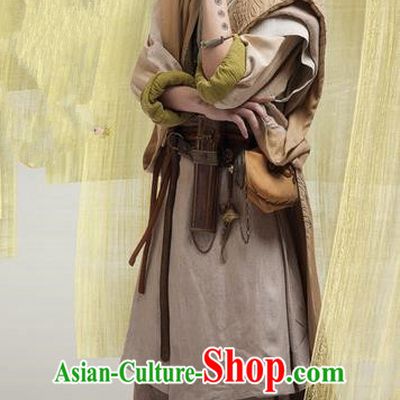 Chinese Ancient Tang Dynasty Swordsman Costume and Headpiece Complete Set, Traditional Chinese Ancient Chivalrous Expert Clothing for Men